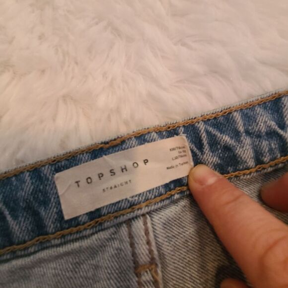 Topshop Sz 30 Women's Destroyed Straight Cropped Jeans - Picture 5 of 6